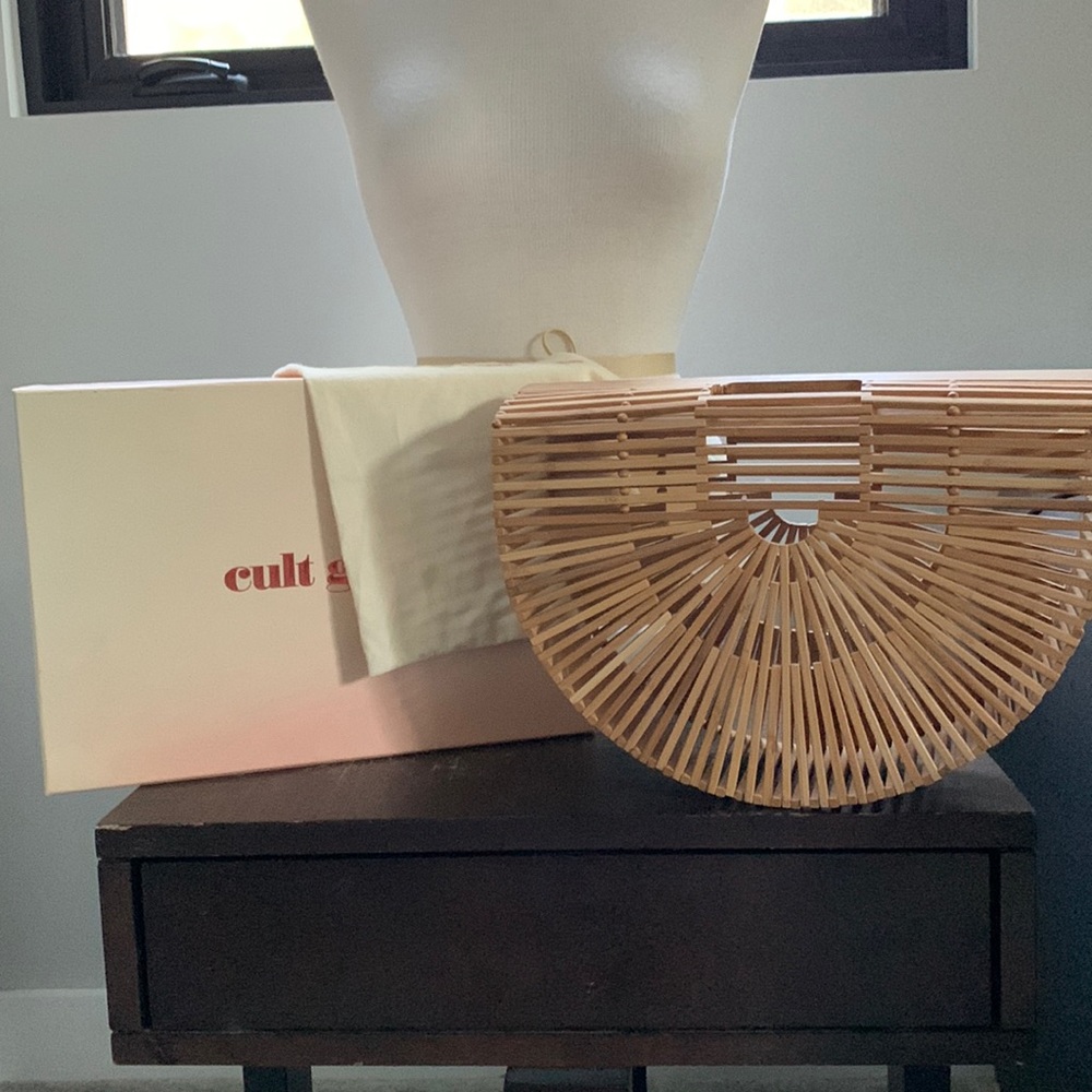 Cult Gaia large bamboo Arc clutch wristlet handbag